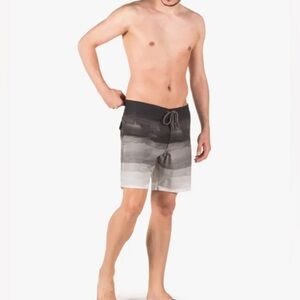 💥O’Neill Men Stripped Grey Swim Trunks Shorts 34